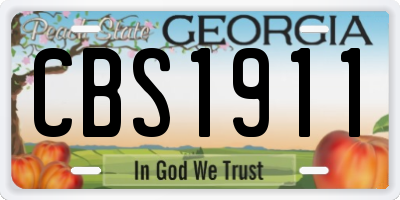GA license plate CBS1911
