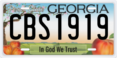 GA license plate CBS1919