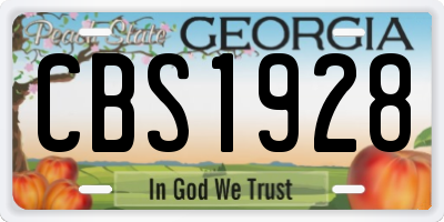 GA license plate CBS1928