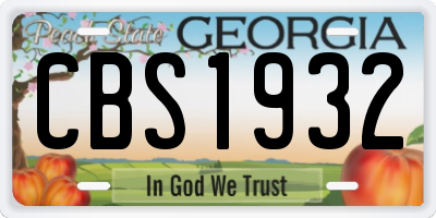 GA license plate CBS1932