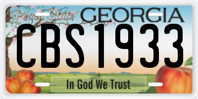 GA license plate CBS1933
