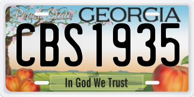 GA license plate CBS1935