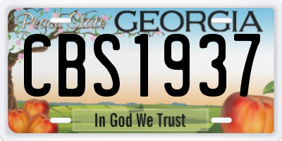 GA license plate CBS1937
