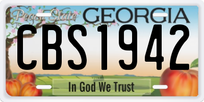 GA license plate CBS1942