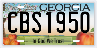 GA license plate CBS1950