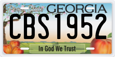 GA license plate CBS1952