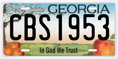 GA license plate CBS1953