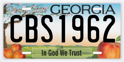 GA license plate CBS1962