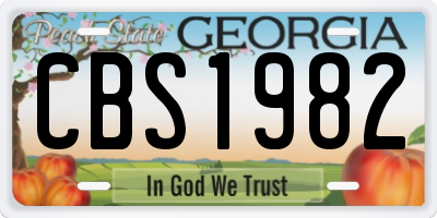 GA license plate CBS1982