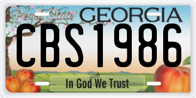 GA license plate CBS1986