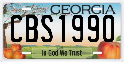 GA license plate CBS1990