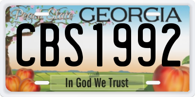 GA license plate CBS1992