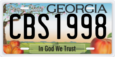 GA license plate CBS1998