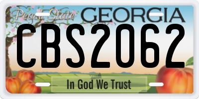 GA license plate CBS2062