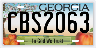 GA license plate CBS2063