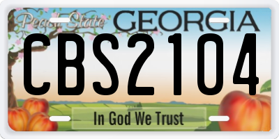 GA license plate CBS2104