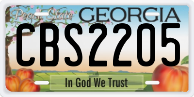 GA license plate CBS2205
