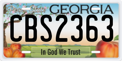 GA license plate CBS2363