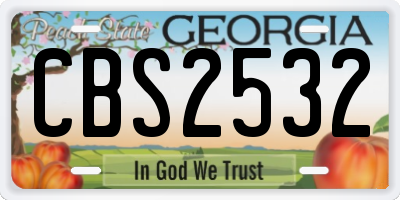 GA license plate CBS2532