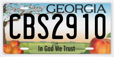 GA license plate CBS2910
