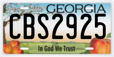GA license plate CBS2925