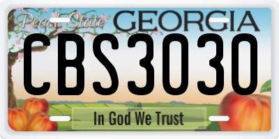 GA license plate CBS3030