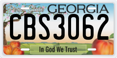 GA license plate CBS3062