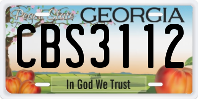 GA license plate CBS3112