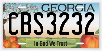 GA license plate CBS3232