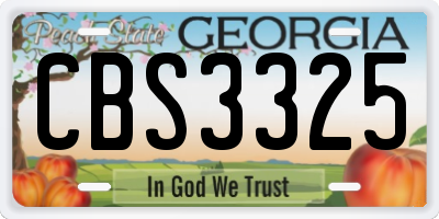 GA license plate CBS3325