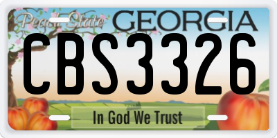 GA license plate CBS3326