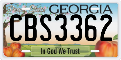 GA license plate CBS3362