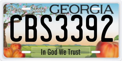 GA license plate CBS3392