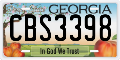 GA license plate CBS3398