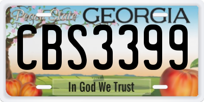 GA license plate CBS3399