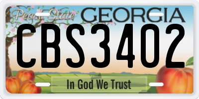 GA license plate CBS3402