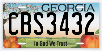 GA license plate CBS3432