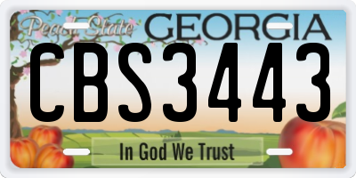 GA license plate CBS3443