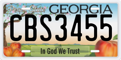 GA license plate CBS3455