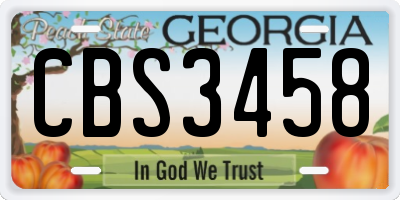 GA license plate CBS3458
