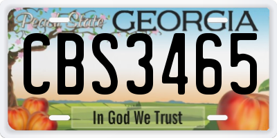 GA license plate CBS3465