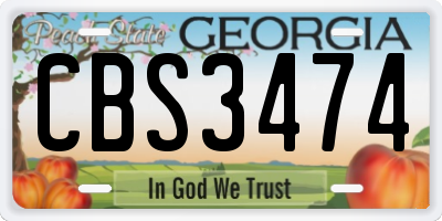 GA license plate CBS3474