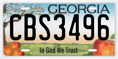 GA license plate CBS3496