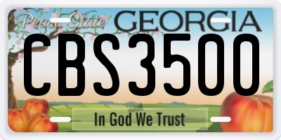GA license plate CBS3500