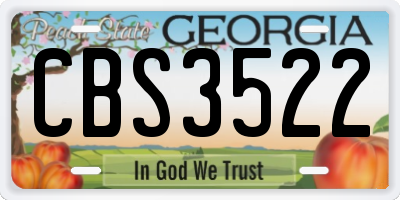 GA license plate CBS3522