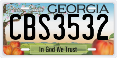 GA license plate CBS3532