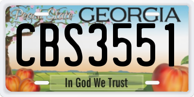 GA license plate CBS3551