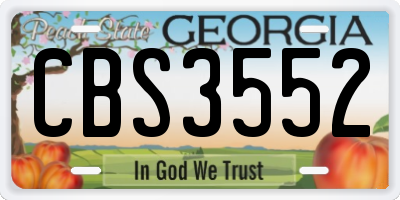 GA license plate CBS3552