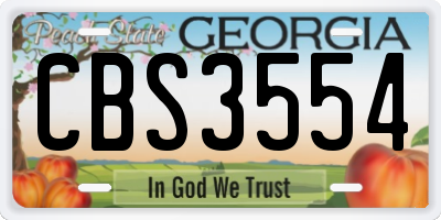 GA license plate CBS3554