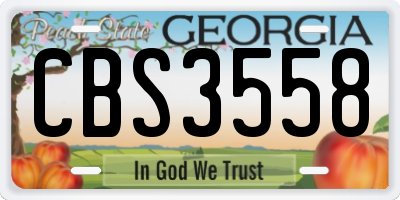 GA license plate CBS3558